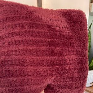 Pottery Barn 20x20" burgundy faux fur pillow case and insert